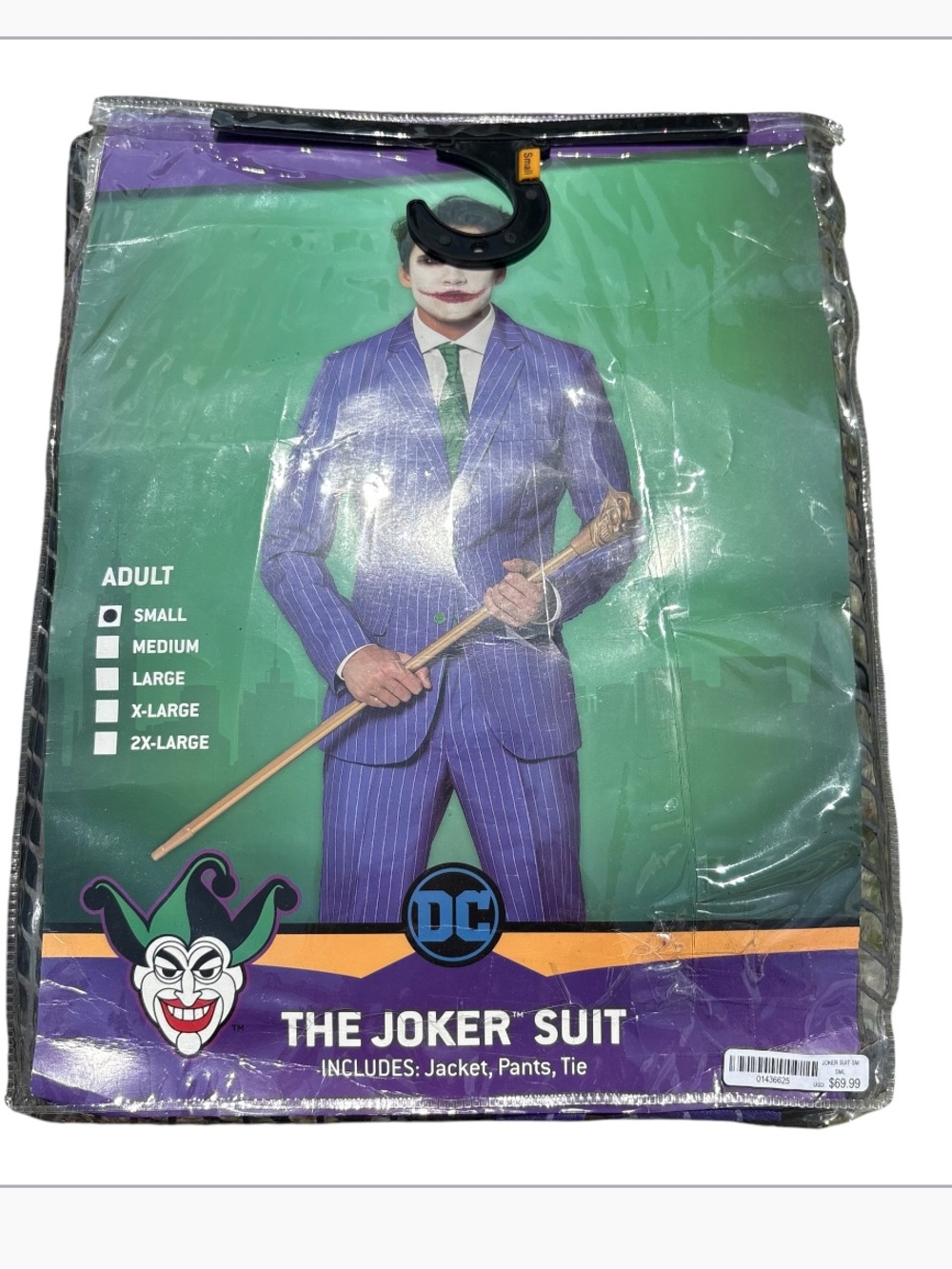 The Joker Suit Adult Costume Small Jacket Pants Tie Halloween Batman Purple